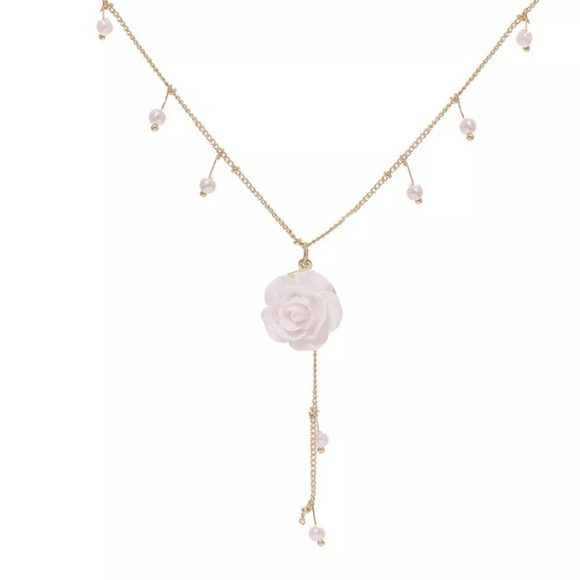 New Camellia Pearl Tassle Necklace - Picture 2 of 5